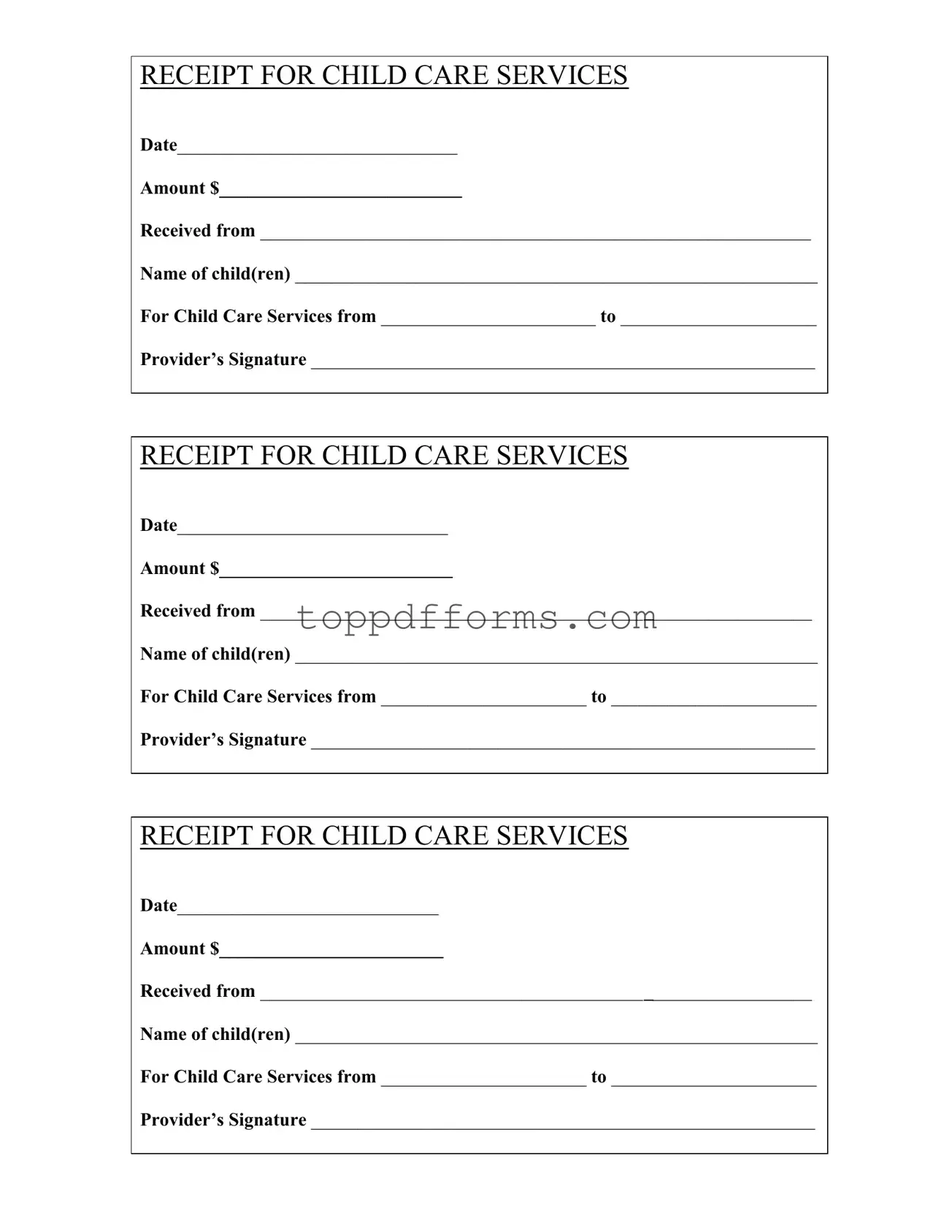 Free Childcare Receipt Form