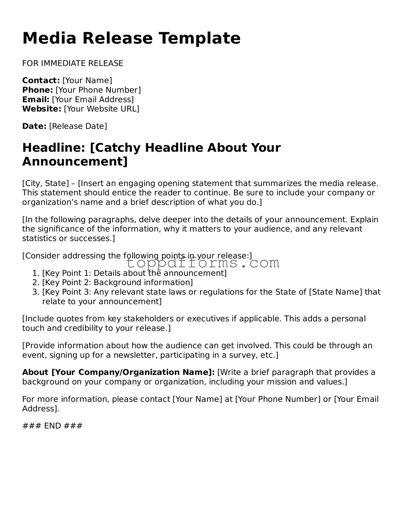 Free Media Release Template