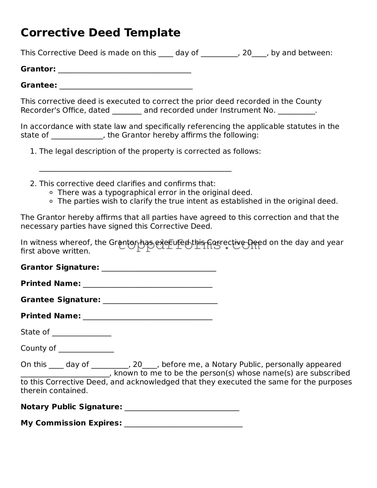 Free Corrective Deed Template