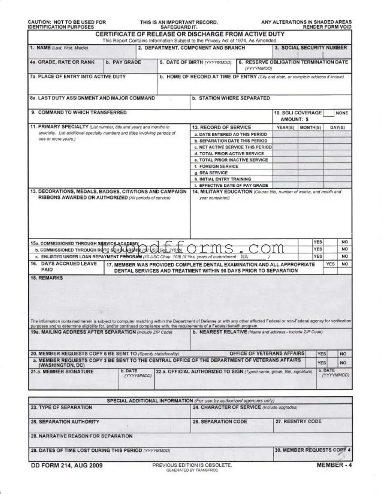 Free Dd 214 Form