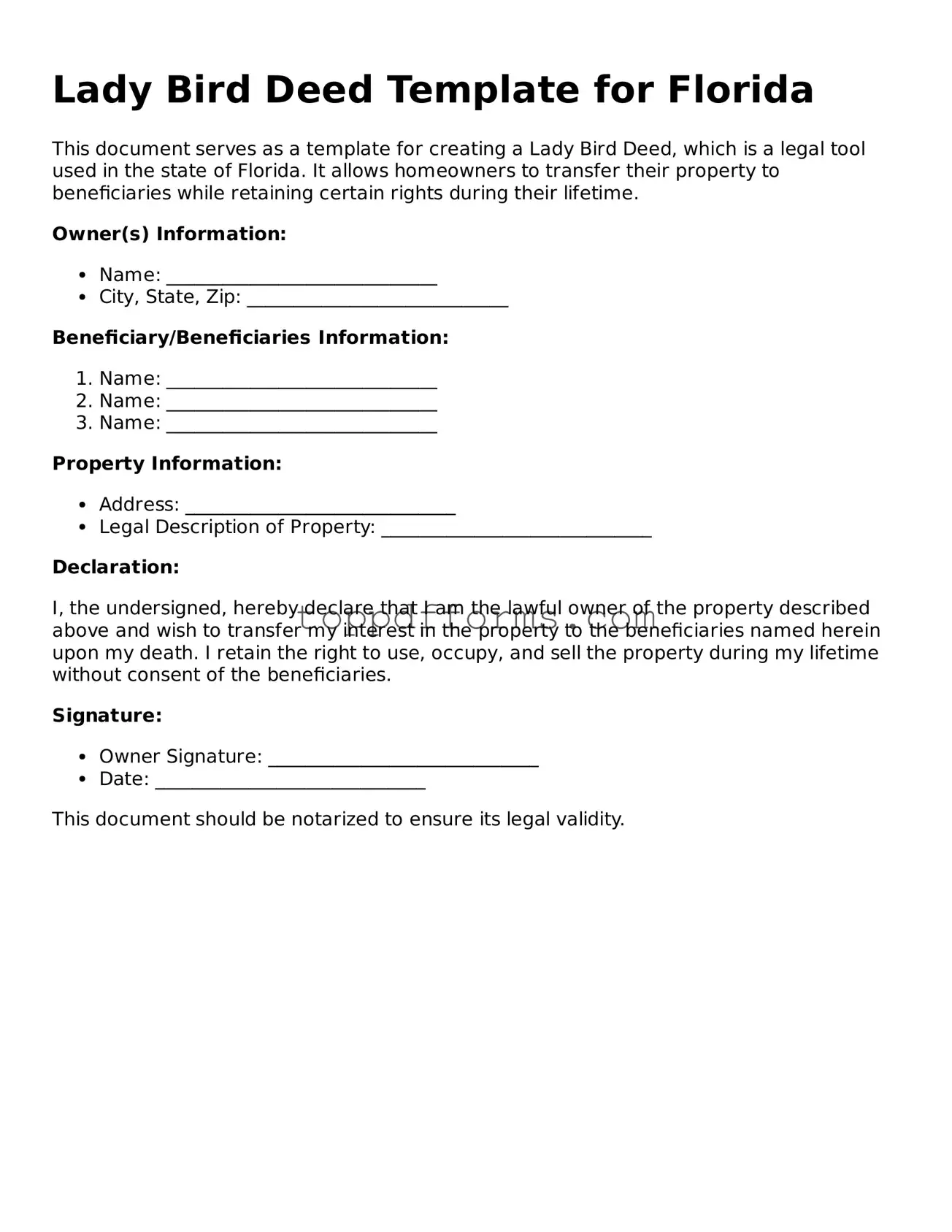 Free Lady Bird Deed Template