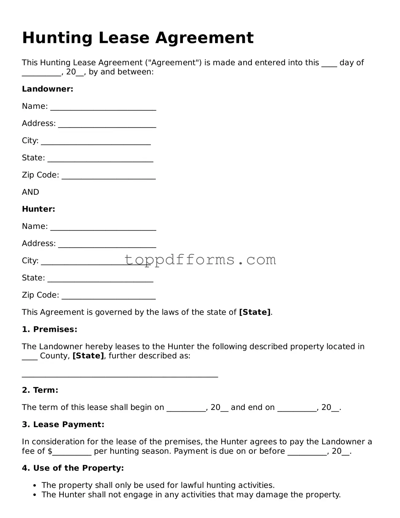 Free Hunting Lease Agreement Template