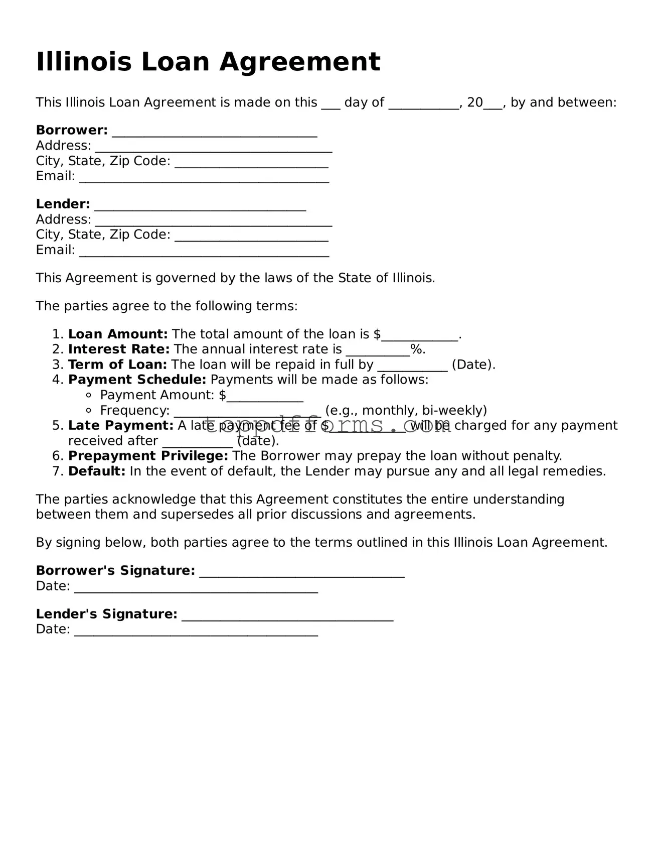 Loan Agreement Document for Illinois State