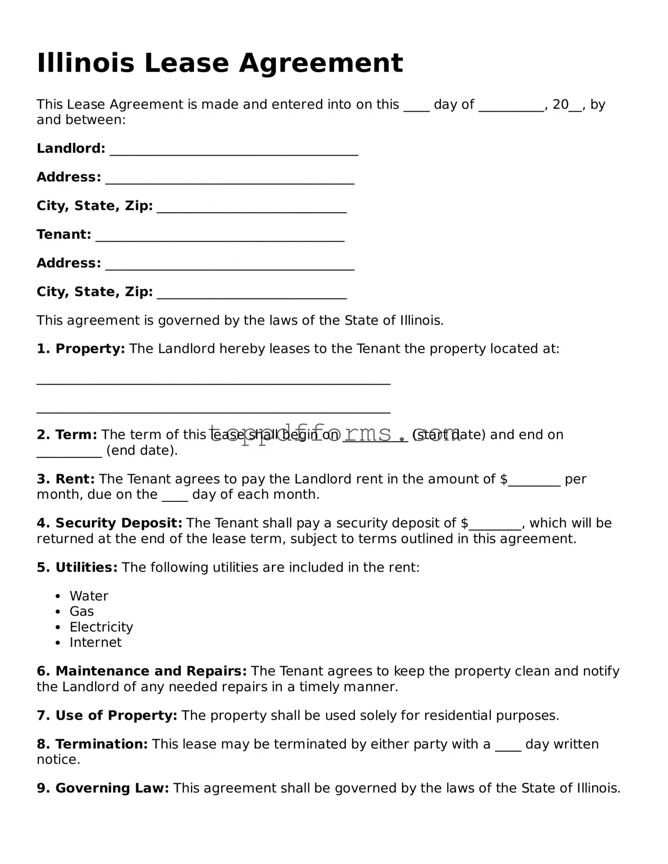 Lease Agreement Document for Illinois State