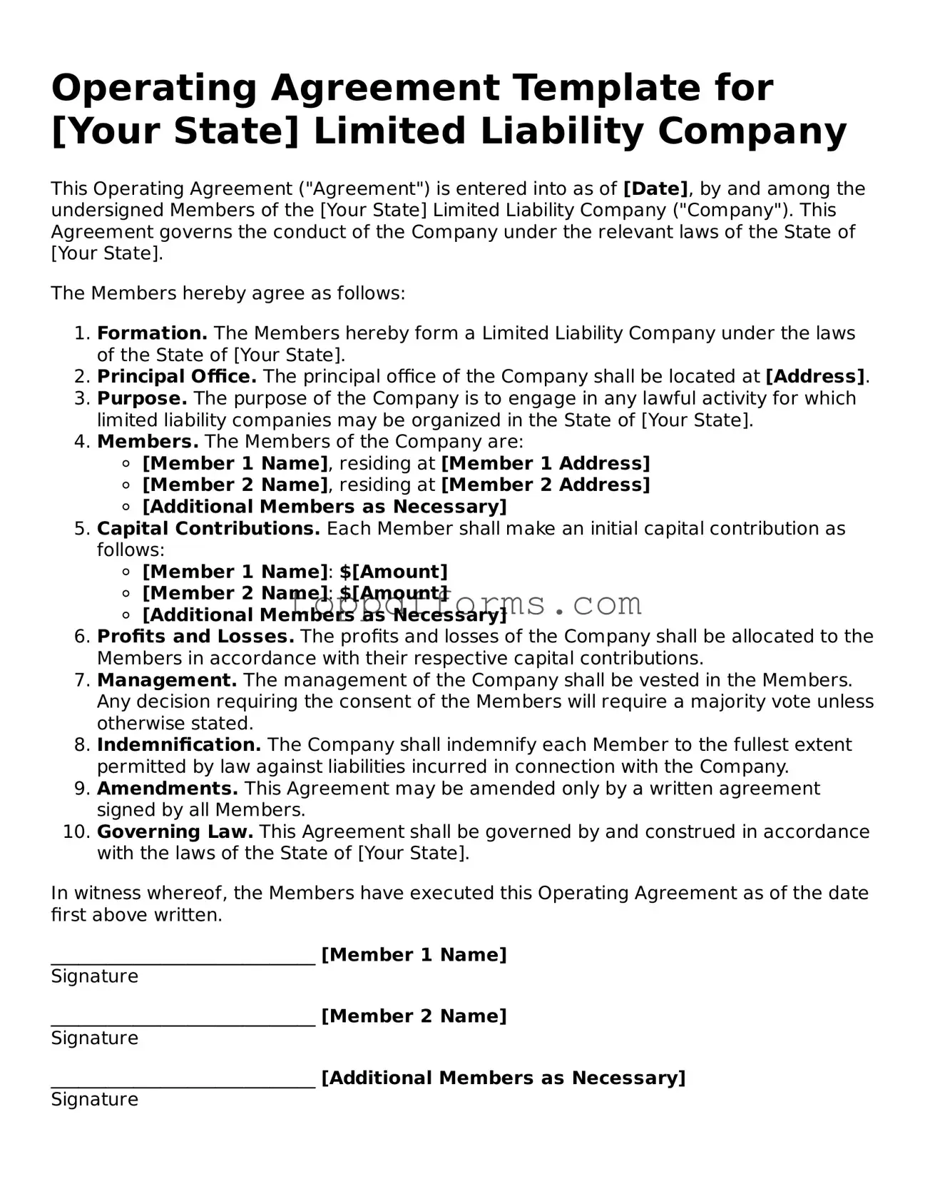 Free Operating Agreement Template