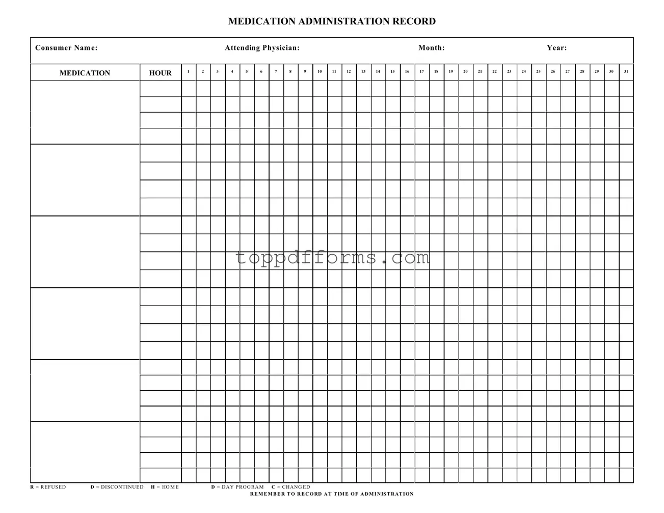 Free Medication Administration Record Sheet Form