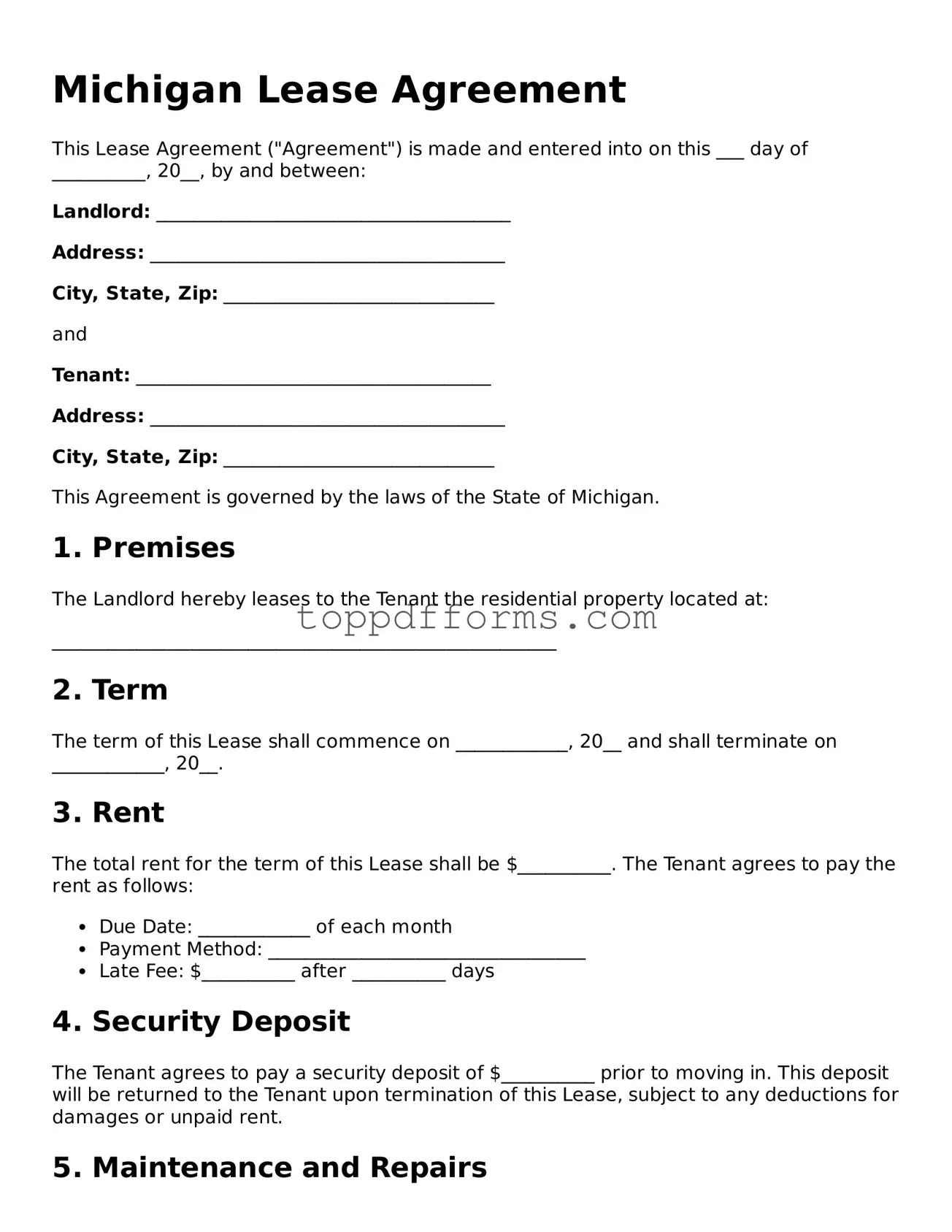 Lease Agreement Document for Michigan State