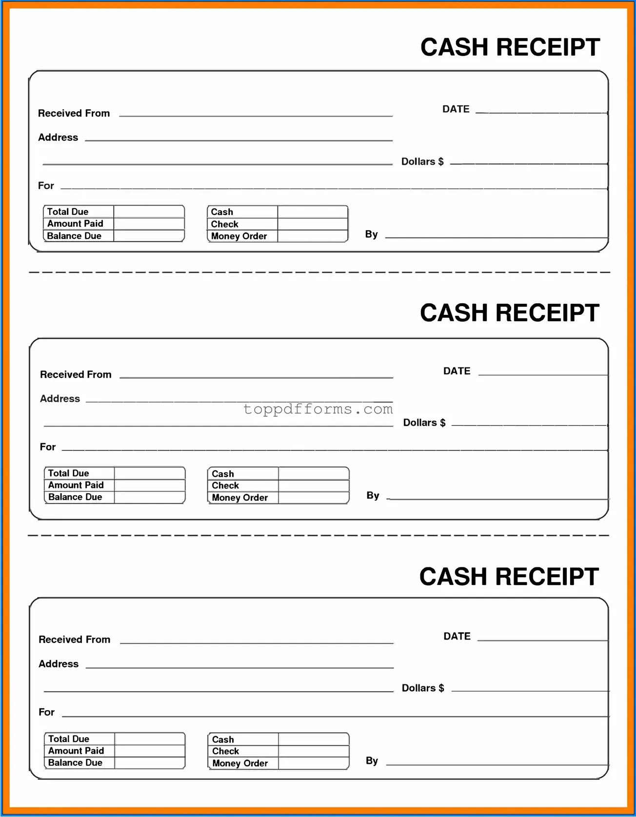 Free Cash Receipt Form