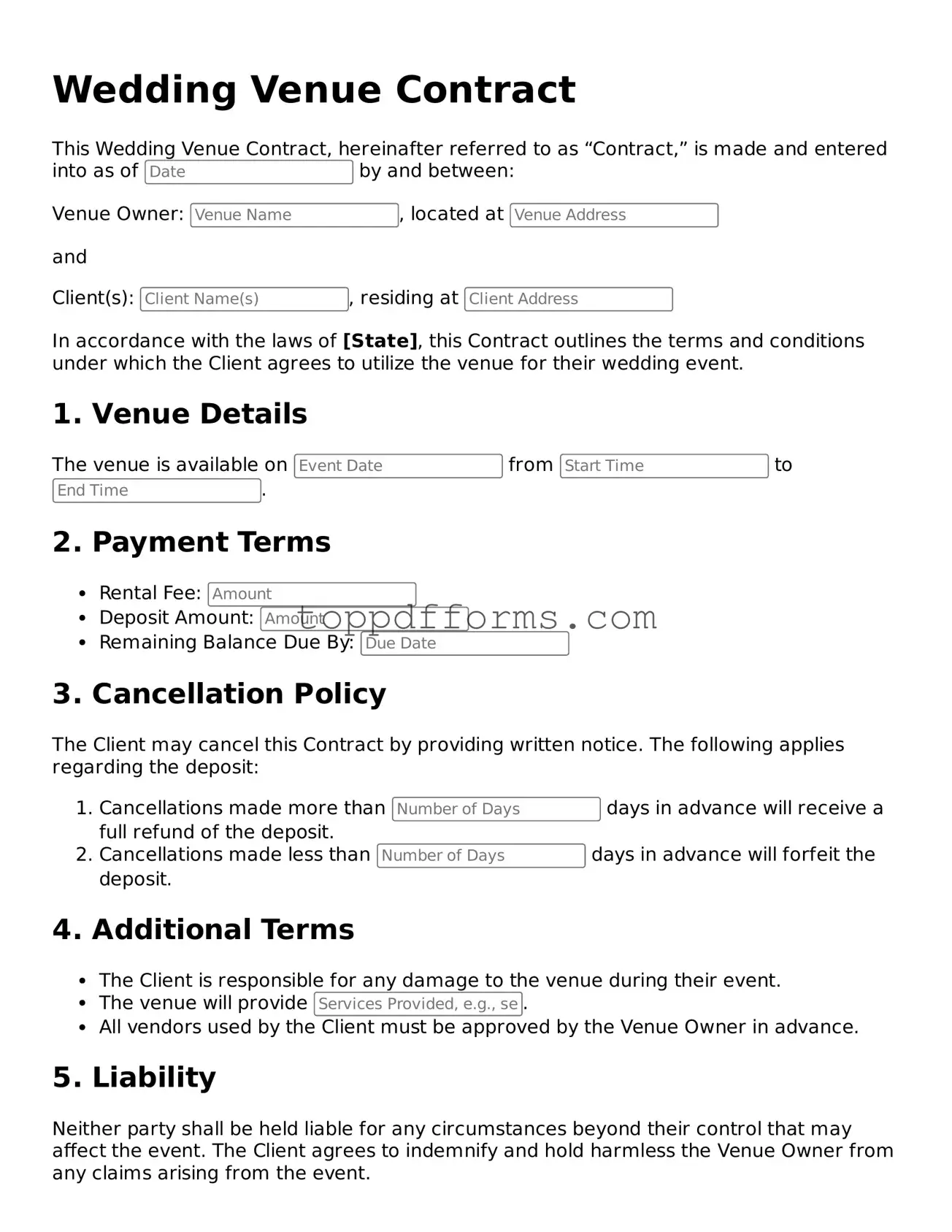 Free Wedding Venue Contract Template