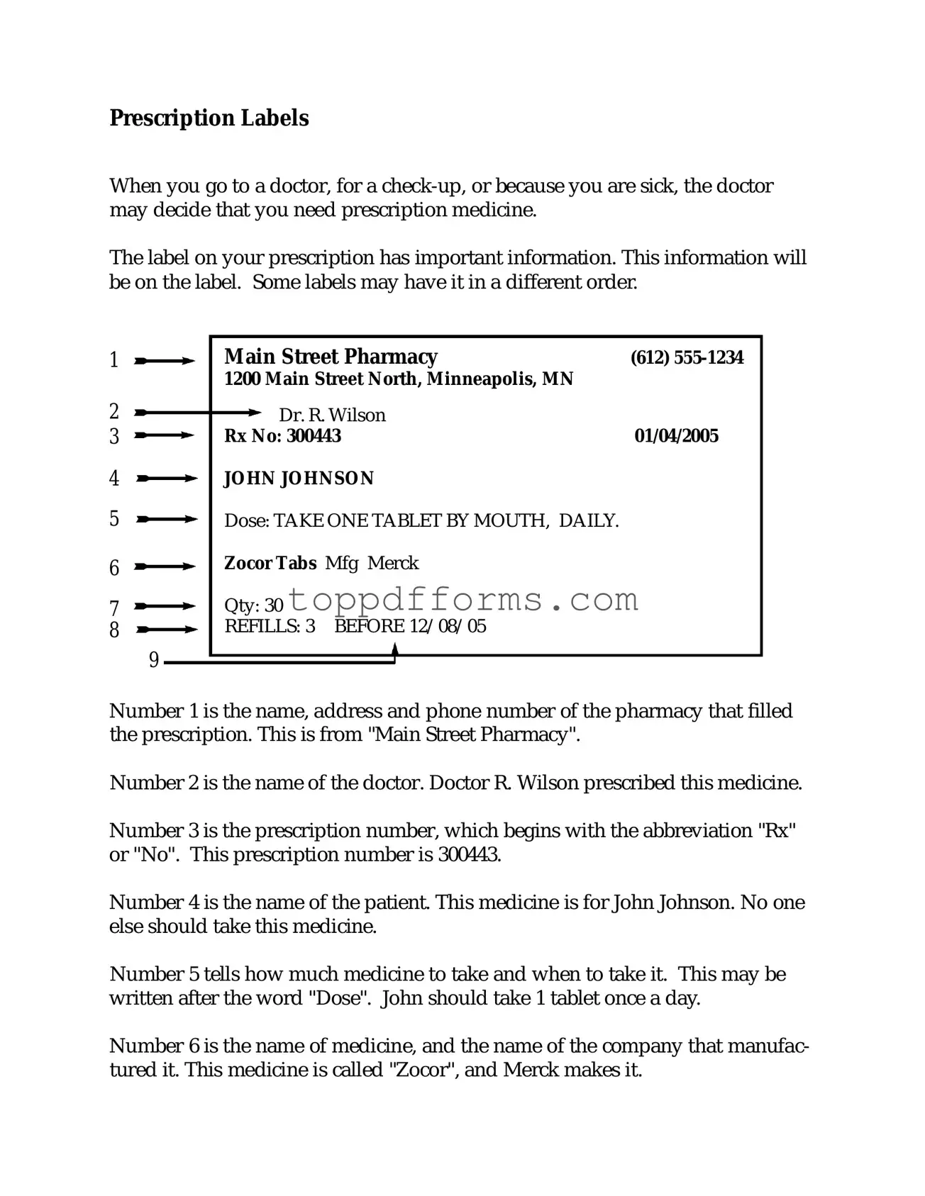 Free Prescription Label Form