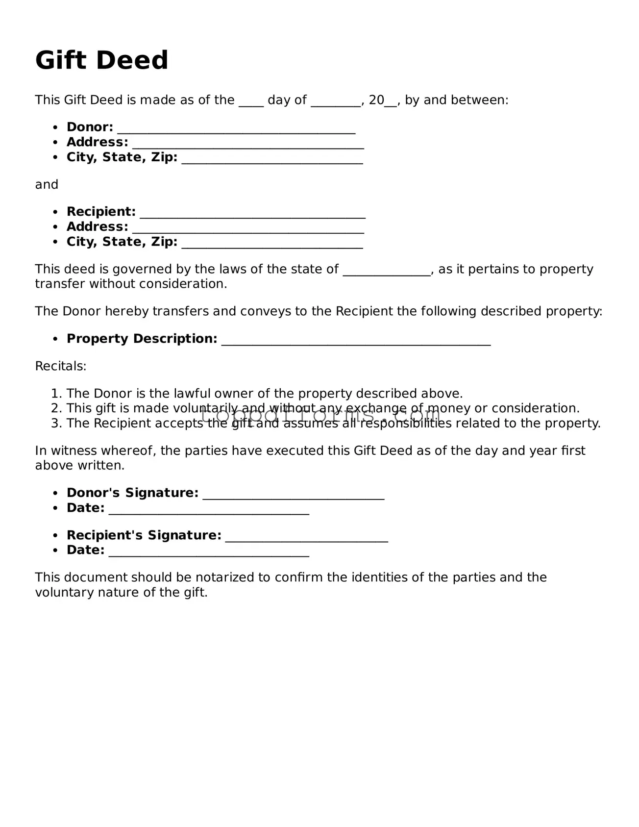 Free Gift Deed Template