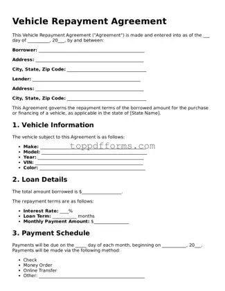 Free Vehicle Repayment Agreement Template