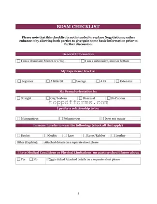 Free Bdsm Checklist Form