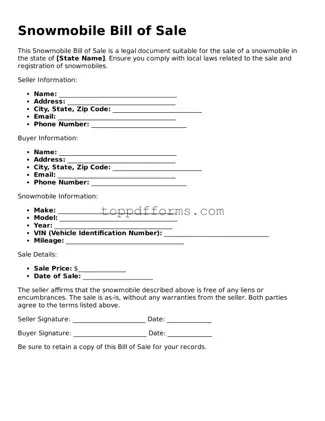 Free Snowmobile Bill of Sale Template
