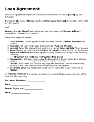 Free Loan Agreement Template
