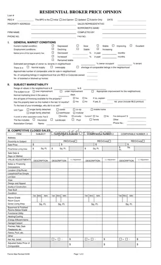 Free Broker Price Opinion Form