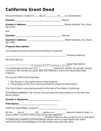 Deed Document for California State