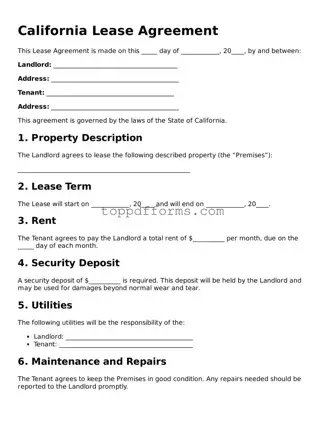 Lease Agreement Document for California State