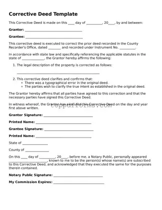 Free Corrective Deed Template