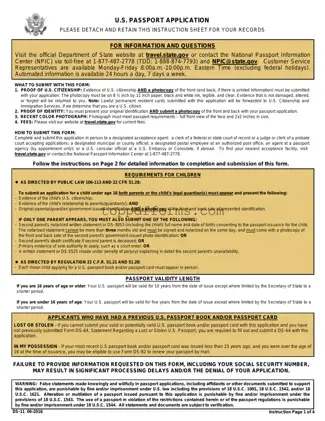 Free DS-11 U.S. Passport application Form