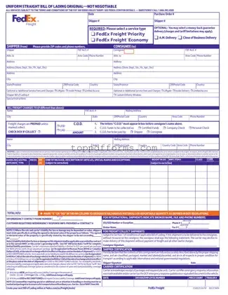 Free Fedex Bill Of Lading Form