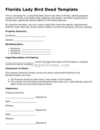 Lady Bird Deed Document for Florida State