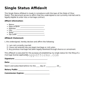 Free Single Status Affidavit Template