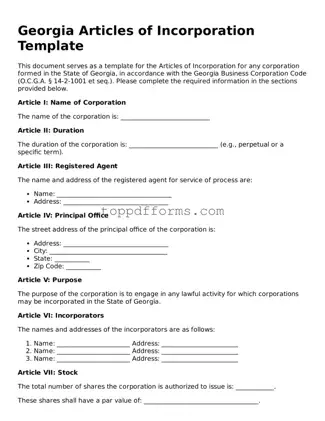 Articles of Incorporation Document for Georgia State