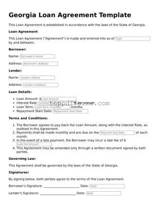Loan Agreement Document for Georgia State