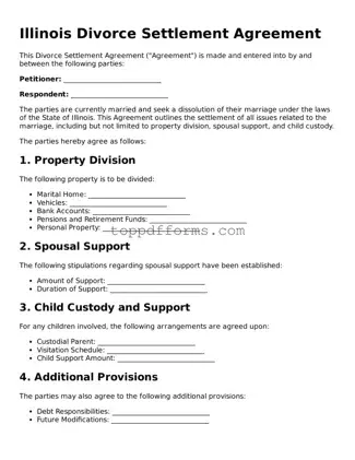 Divorce Settlement Agreement Document for Illinois State