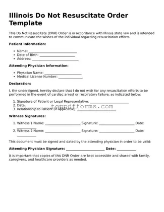Do Not Resuscitate Order Document for Illinois State