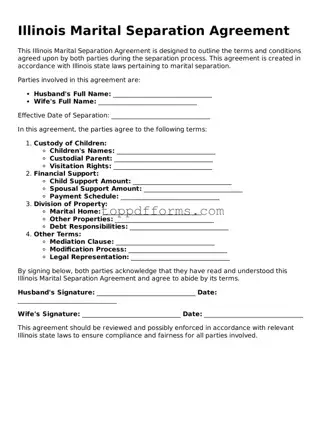 Marital Separation Agreement Document for Illinois State