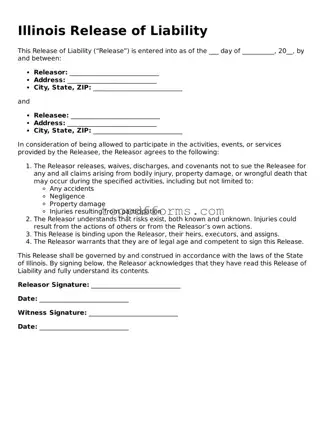 Release of Liability Document for Illinois State