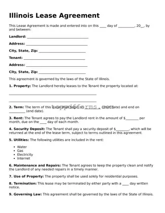 Lease Agreement Document for Illinois State