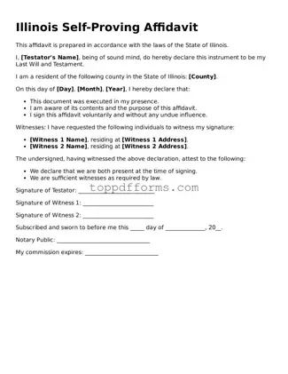 Self-Proving Affidavit Document for Illinois State