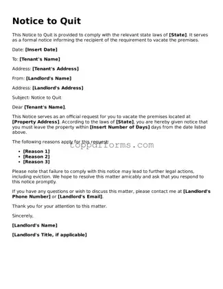 Free Notice to Quit Template
