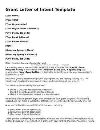 Free Grant Letter of Intent Template