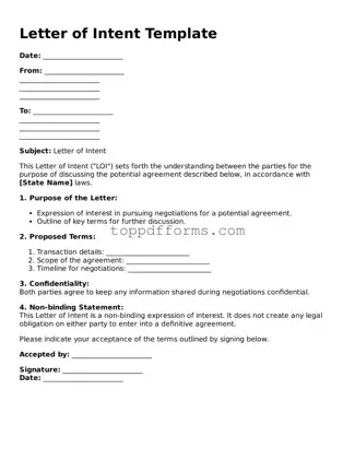 Free Letter of Intent Template