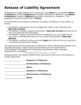 Free Release of Liability Template