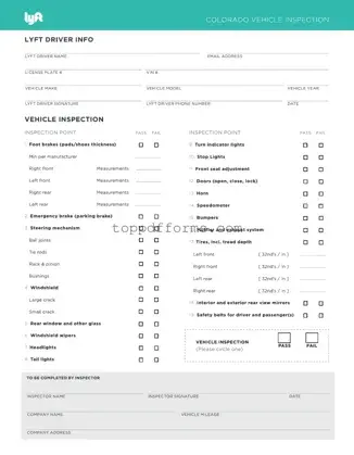 Free Lyft Inspection Form