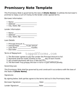 Free Promissory Note Template