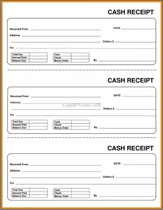 Free Cash Receipt Form