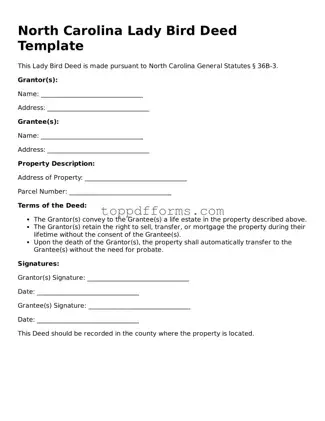 Lady Bird Deed Document for North Carolina State
