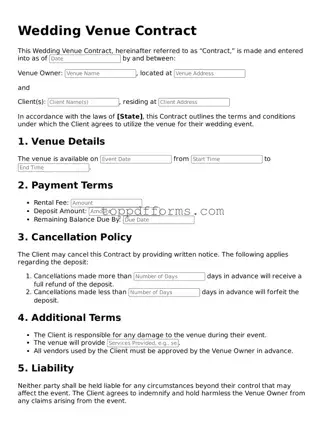 Free Wedding Venue Contract Template