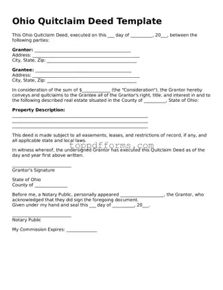 Quitclaim Deed Document for Ohio State