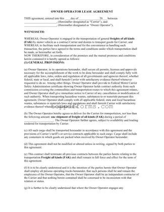 Free Owner Operator Lease Agreement Form