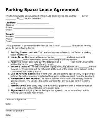 Free Parking Space Lease Agreement Template