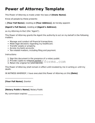 Free Power of Attorney Template