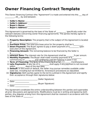 Free Owner Financing Contract Template
