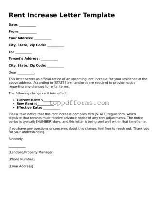 Free Rent Increase Letter Template